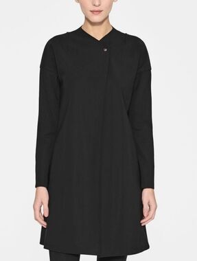 Sarah Pacini Black Asymmetrical Long Jacket Made in Italy Size 4 Minimalist